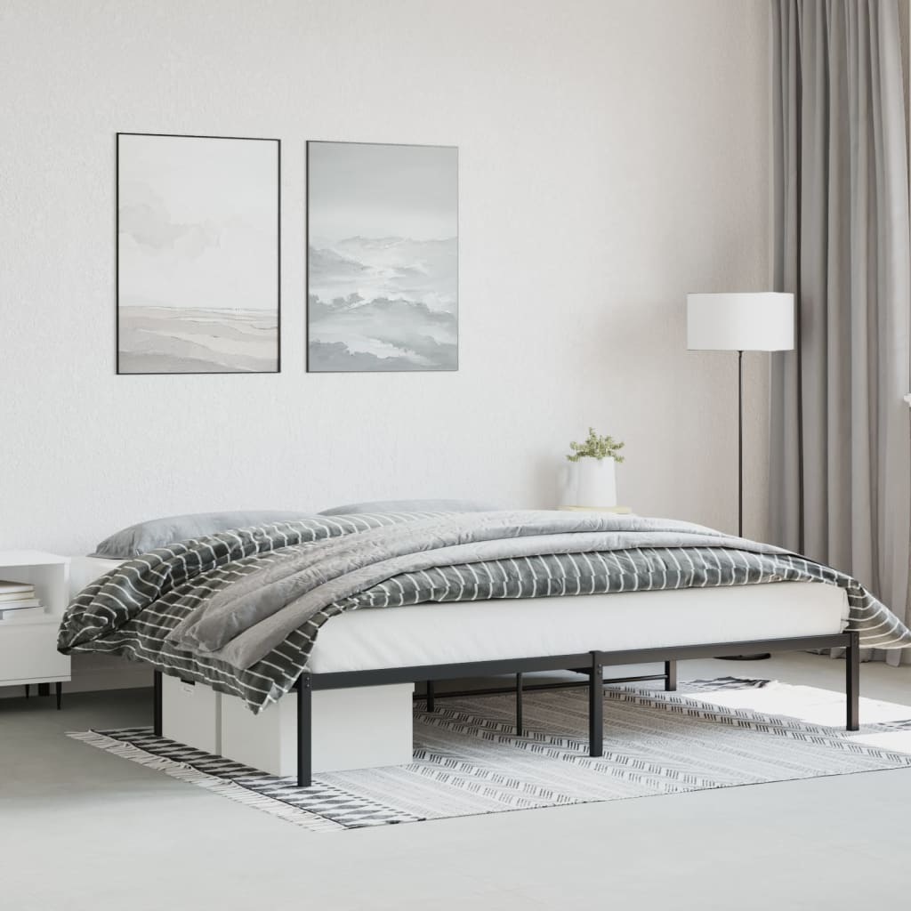 Metal Bed Frame without Mattress Black 193x203cm