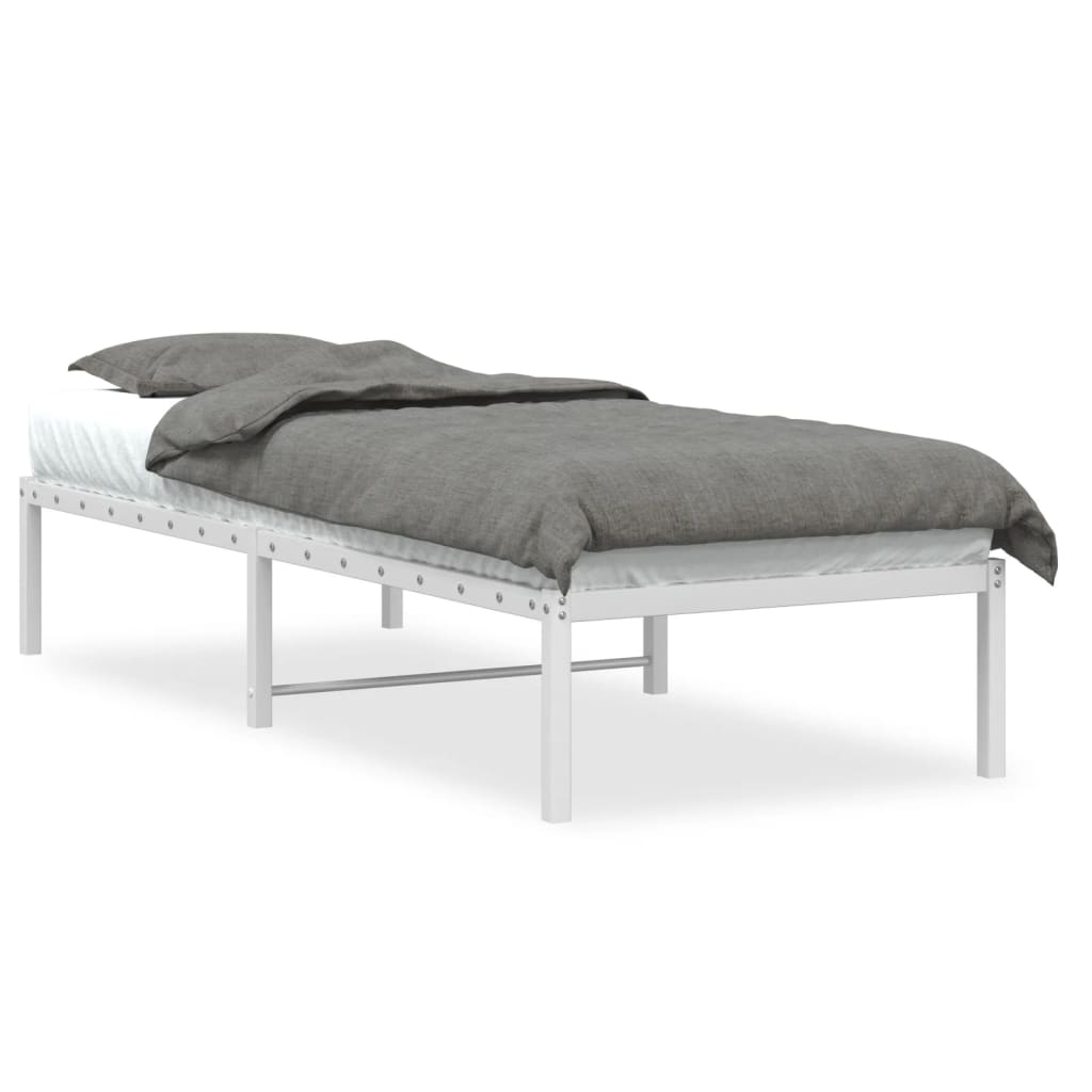 Metal Bed Frame without Mattress White 75x190cm