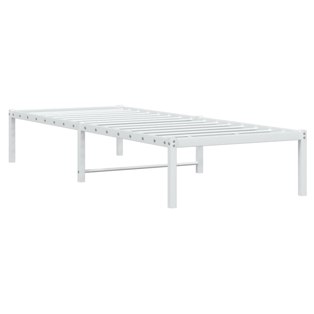 Metal Bed Frame without Mattress White 75x190cm