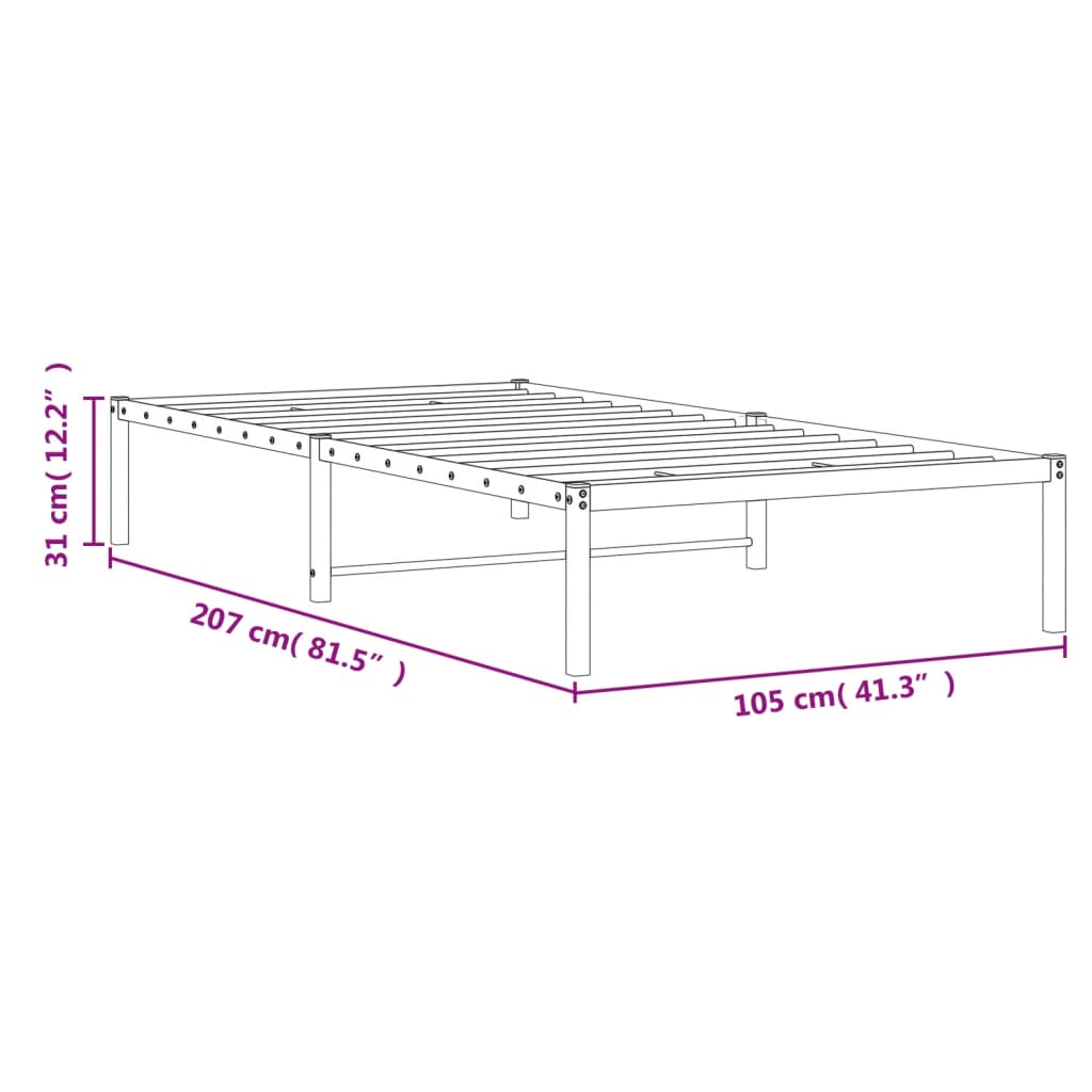 Metal Bed Frame without Mattress White 100x200cm