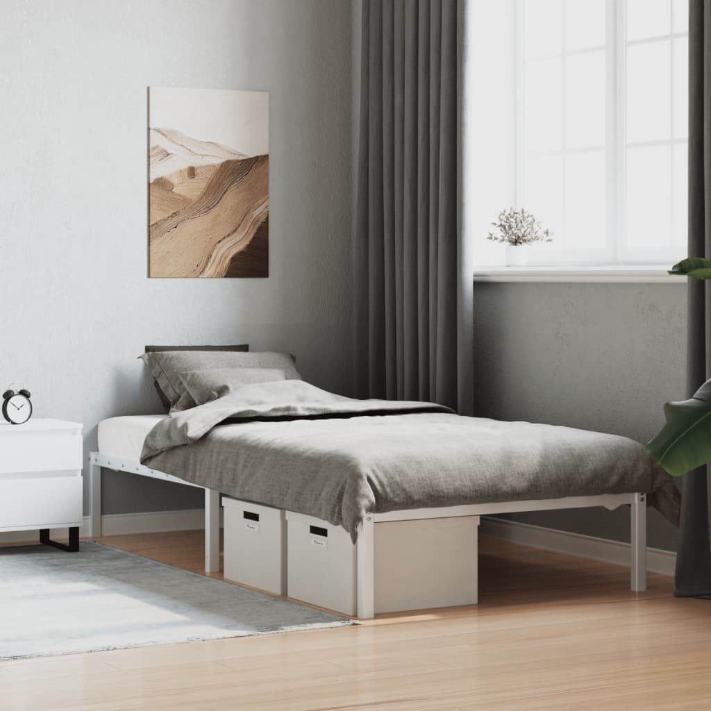 Metal Bed Frame without Mattress White 100x200cm