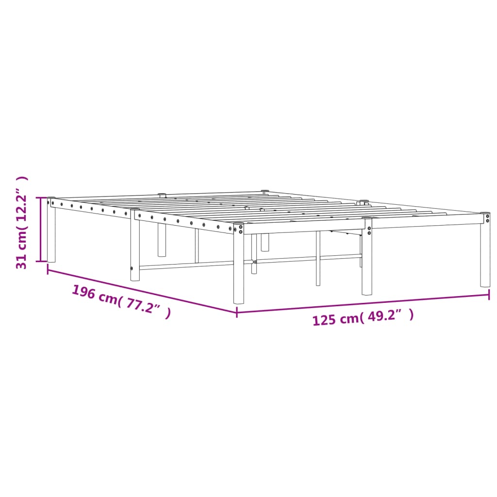 Metal Bed Frame without Mattress White 120x190cm