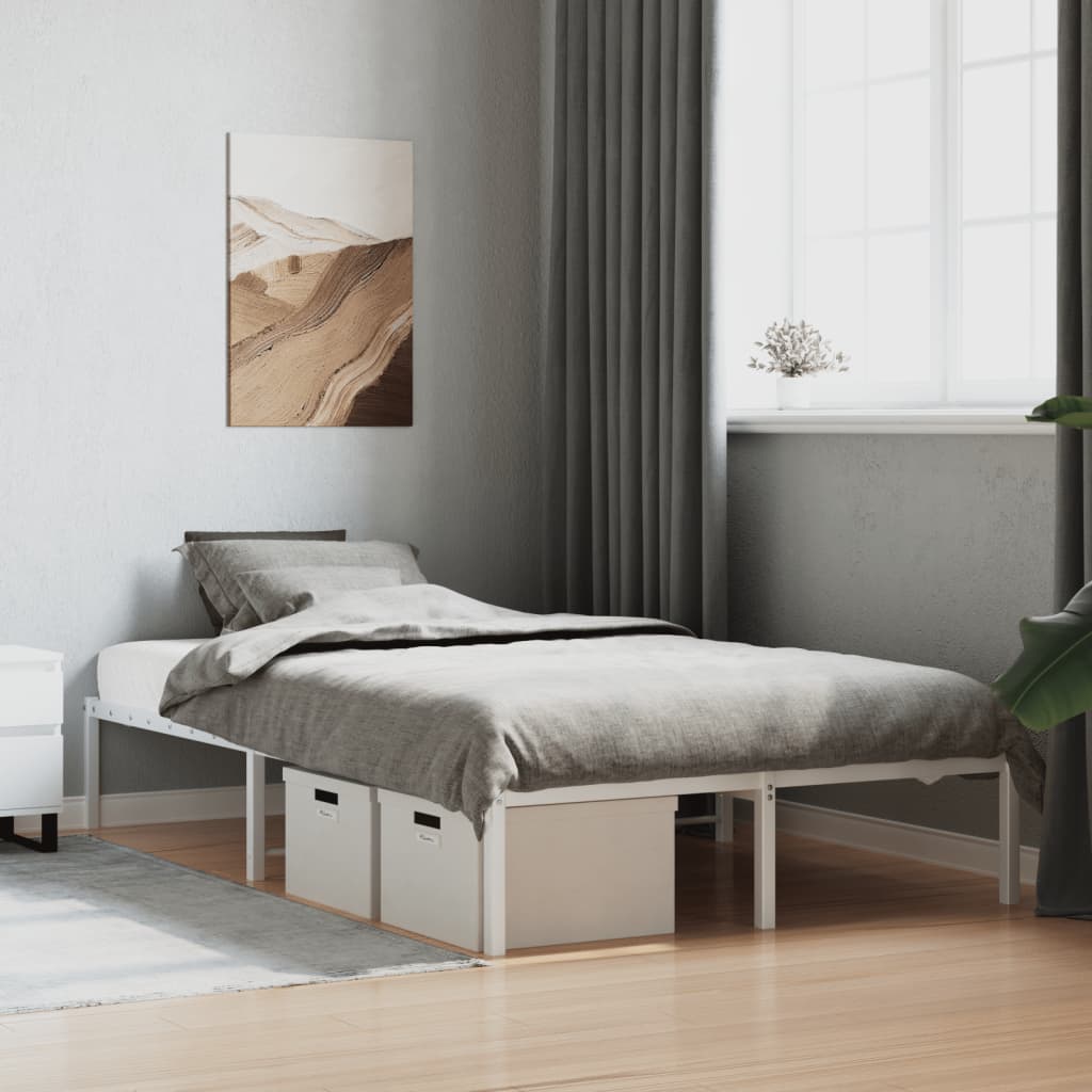 Metal Bed Frame without Mattress White 120x190cm