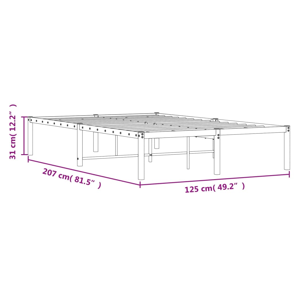 Metal Bed Frame without Mattress White 120x200cm