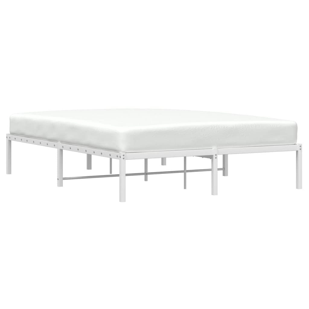 Metal Bed Frame without Mattress White 135x190cm
