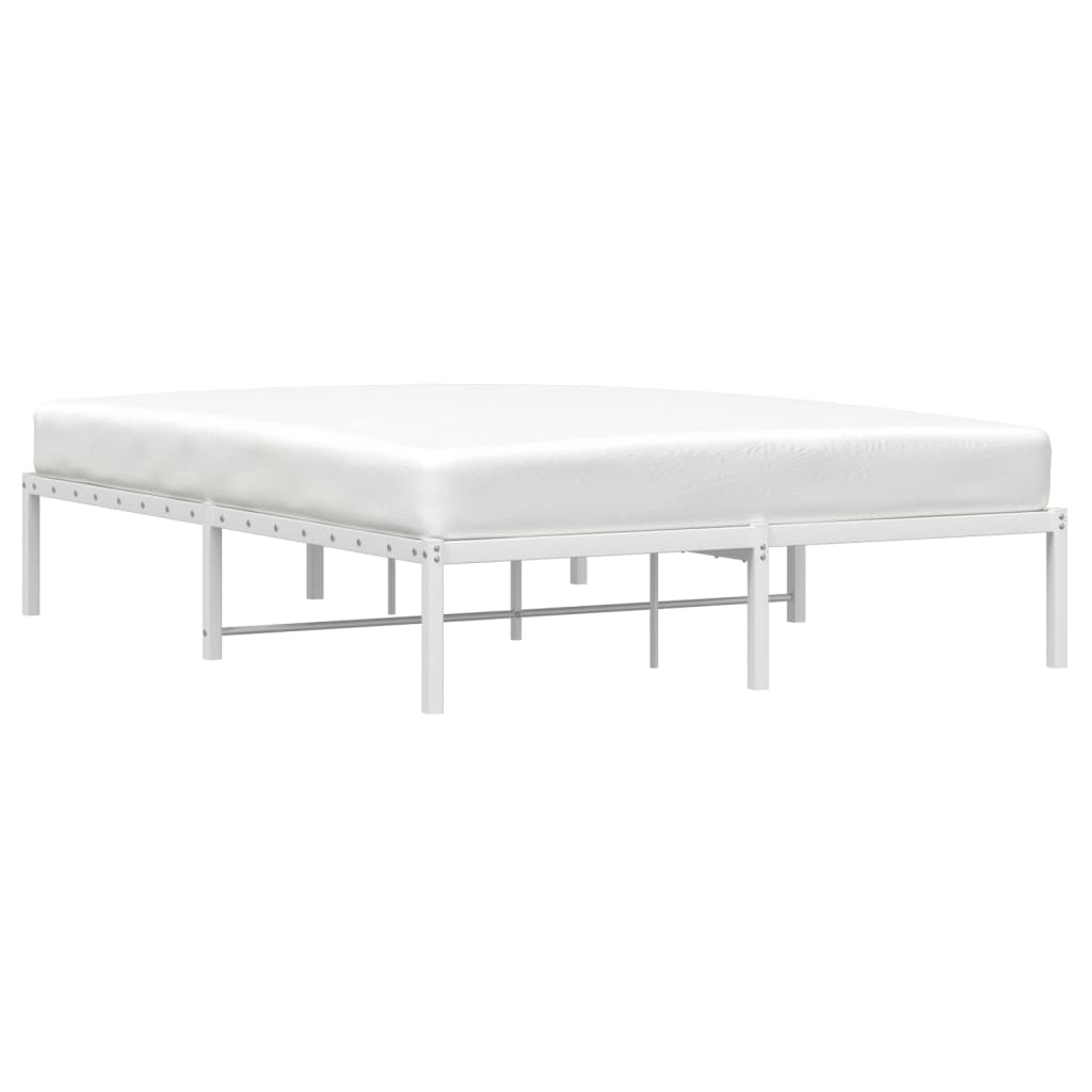 Metal Bed Frame without Mattress White 140x190cm