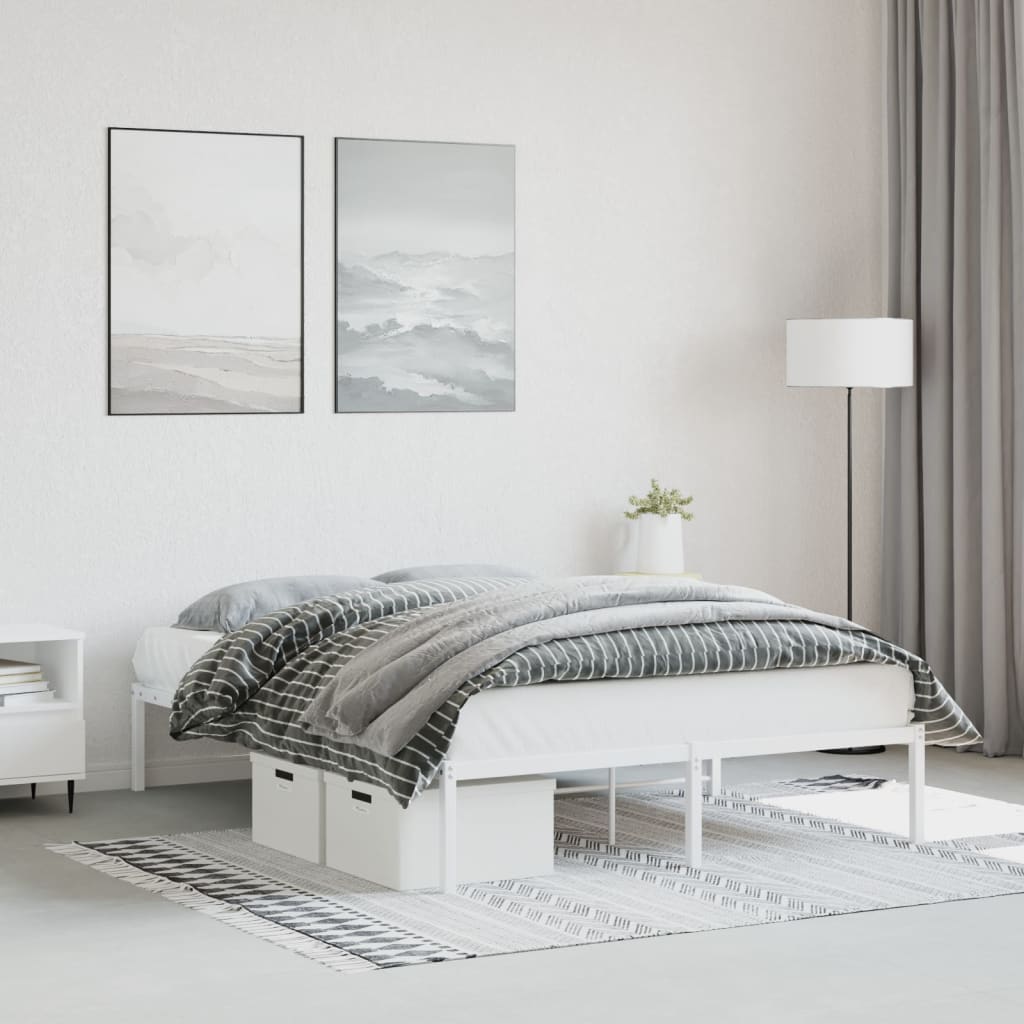 Metal Bed Frame without Mattress White 140x190cm