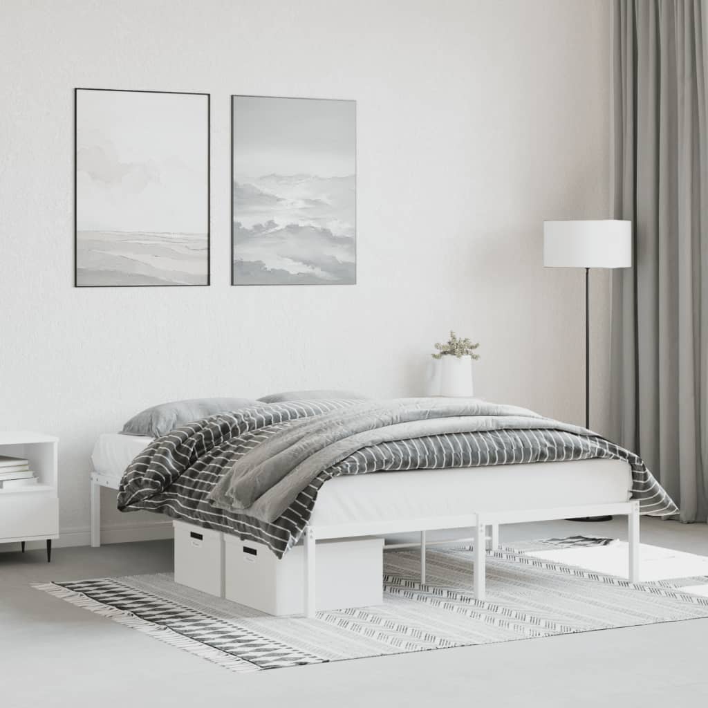 Metal Bed Frame without Mattress White 140x200cm