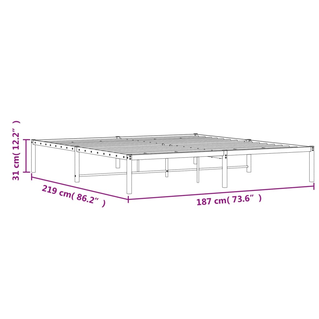 Metal Bed Frame without Mattress White 183x213cm