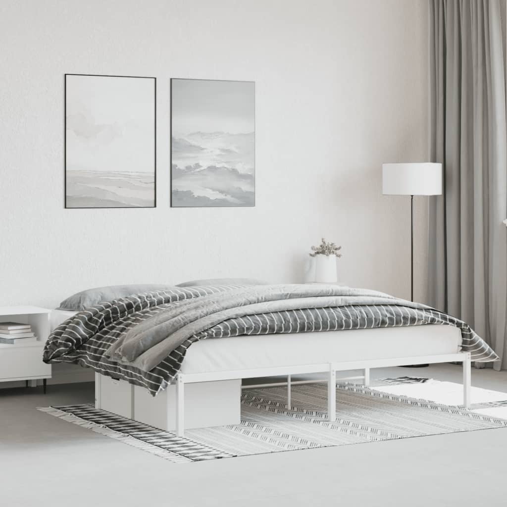 Metal Bed Frame without Mattress White 183x213cm
