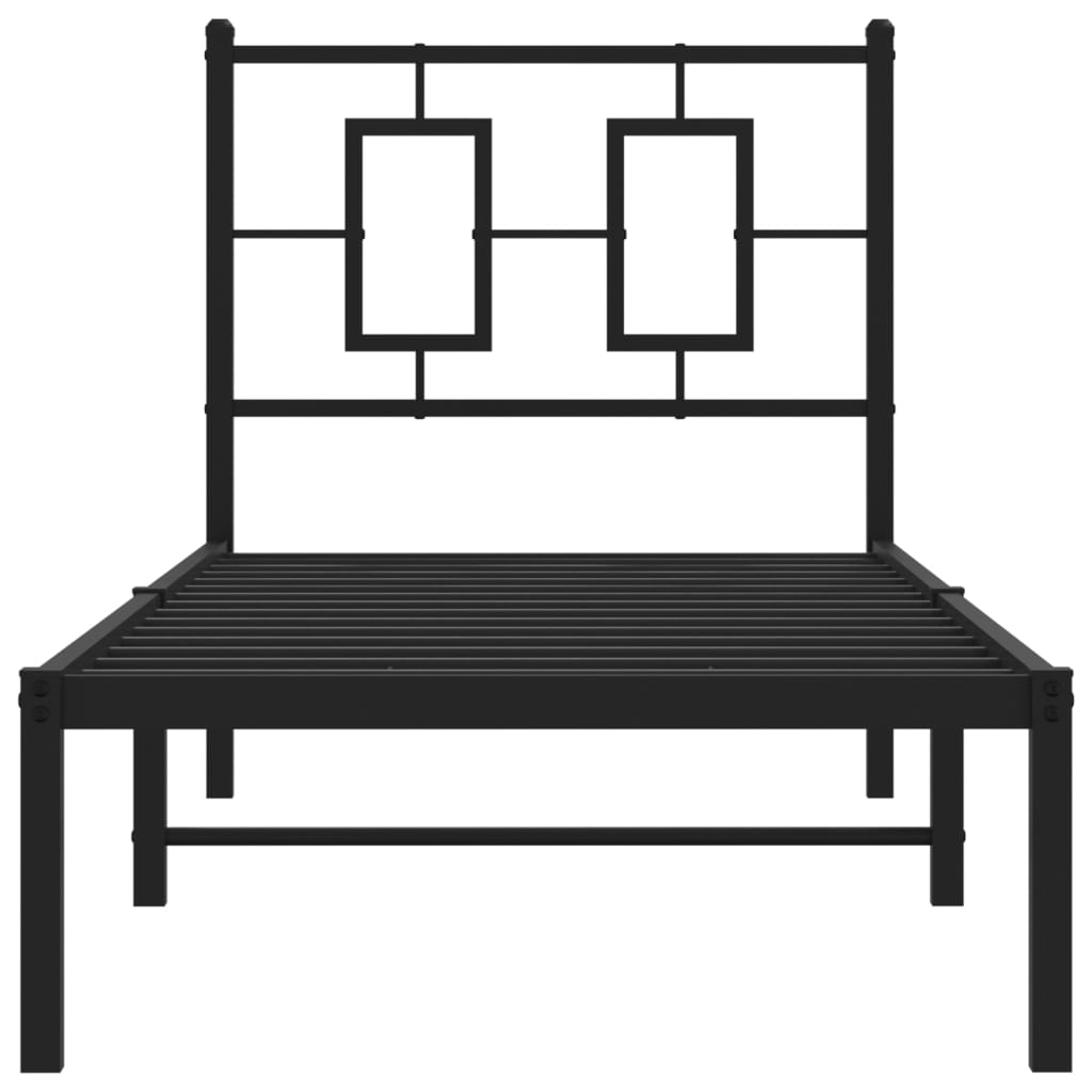 Metal Bed Frame without Mattress with Headboard Black 80x200cm