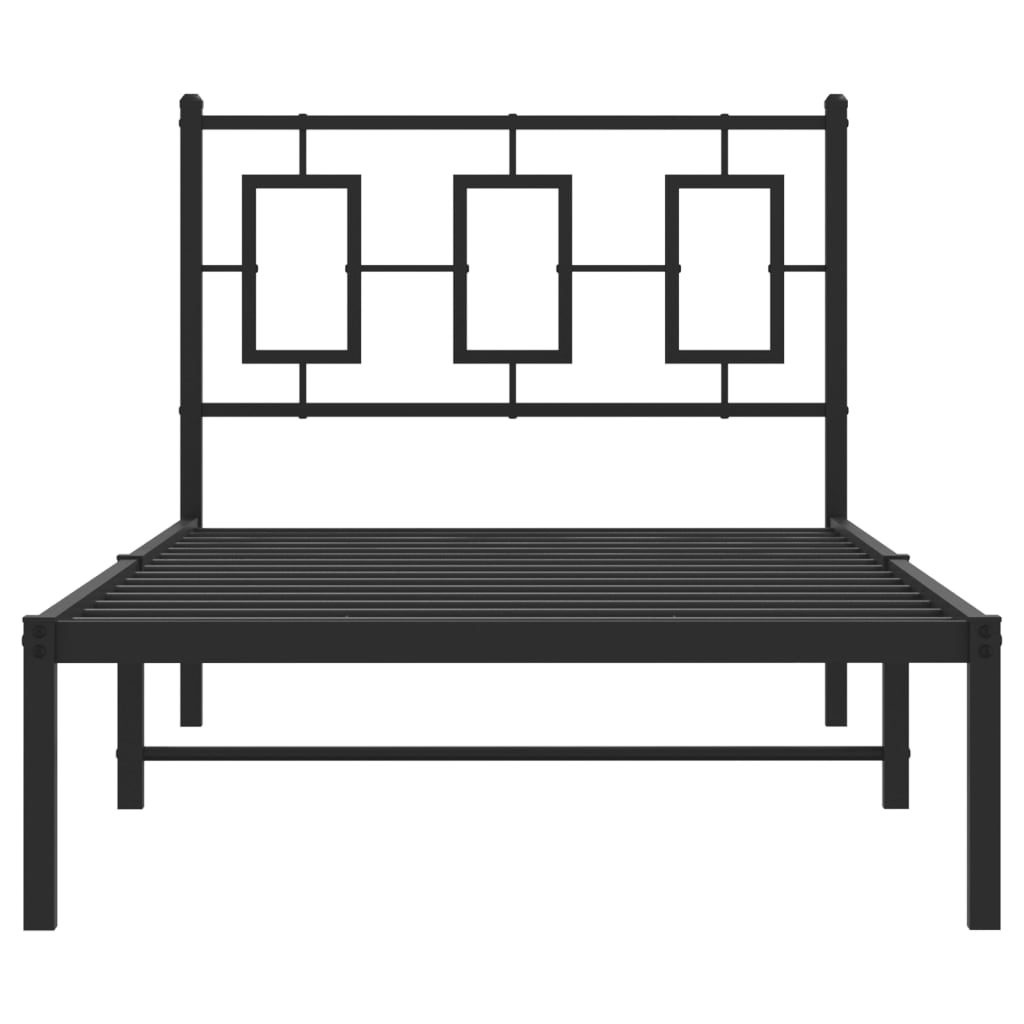 Metal Bed Frame without Mattress with Headboard Black 90x190cm