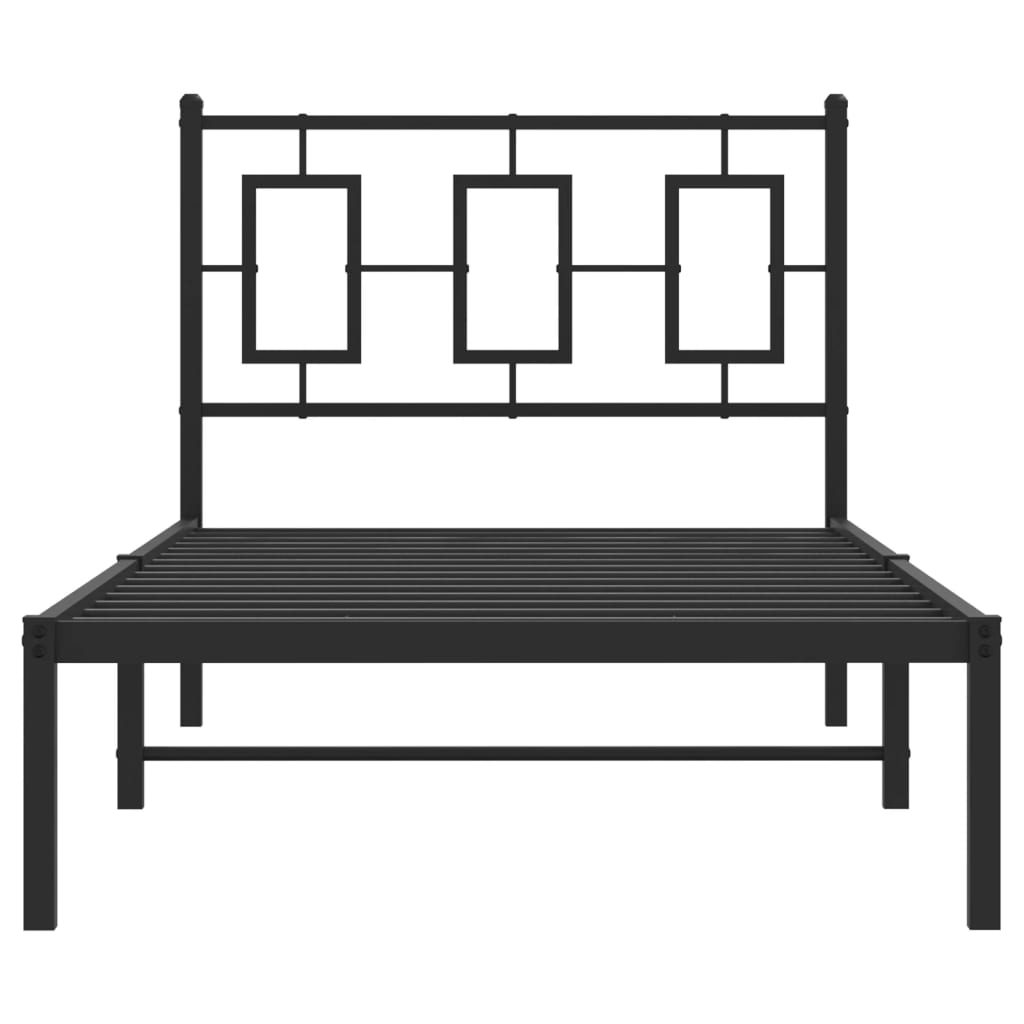 Metal Bed Frame without Mattress with Headboard Black 90x200cm