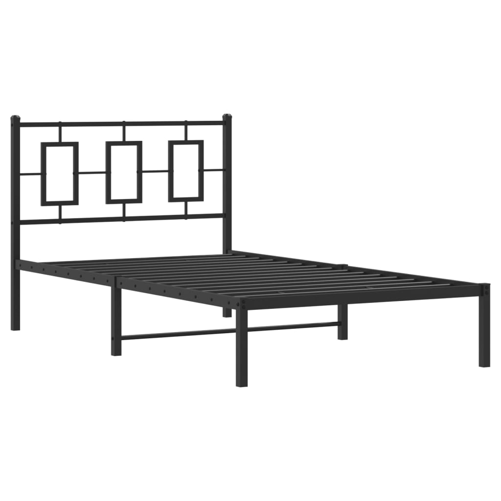 Metal Bed Frame without Mattress with Headboard Black 100x200cm