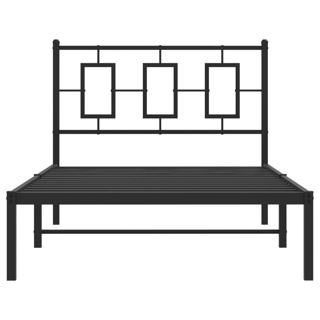 Metal Bed Frame without Mattress with Headboard Black 100x200cm