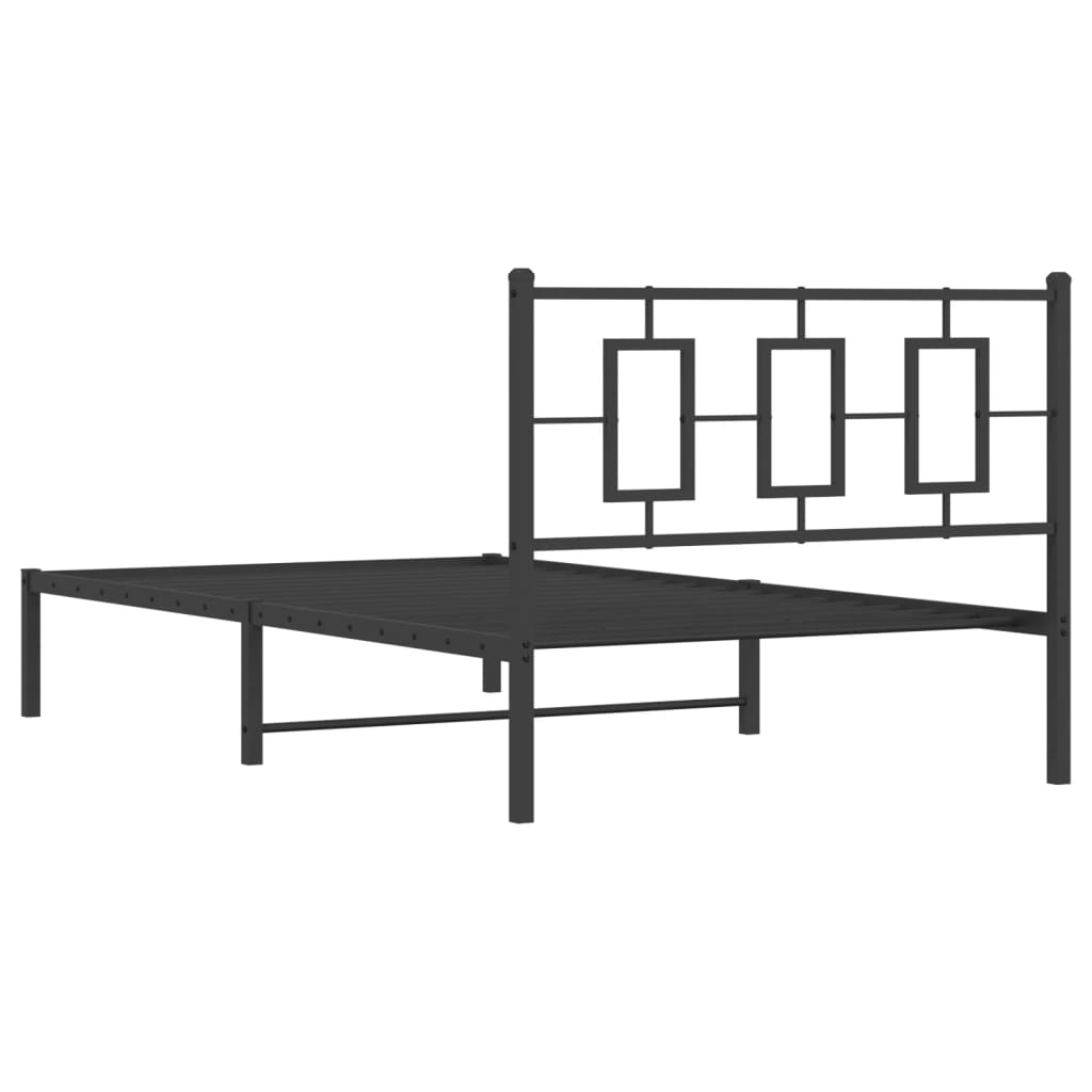 Metal Bed Frame without Mattress with Headboard Black 107x203cm