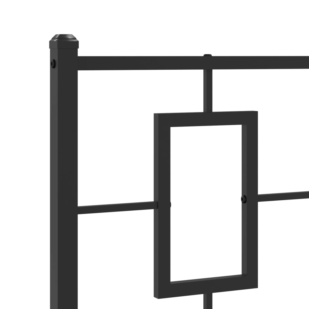 Metal Bed Frame without Mattress with Headboard Black 107x203cm