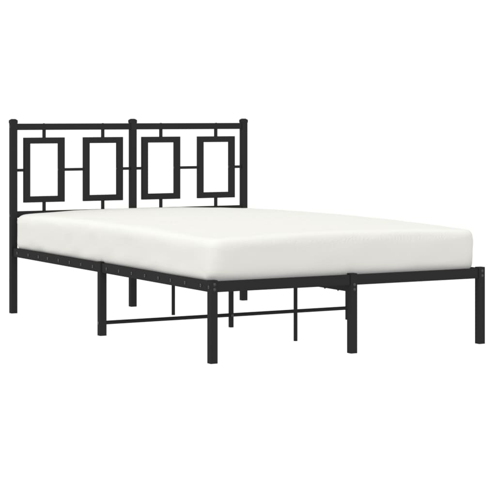 Metal Bed Frame without Mattress with Headboard Black 120x190cm