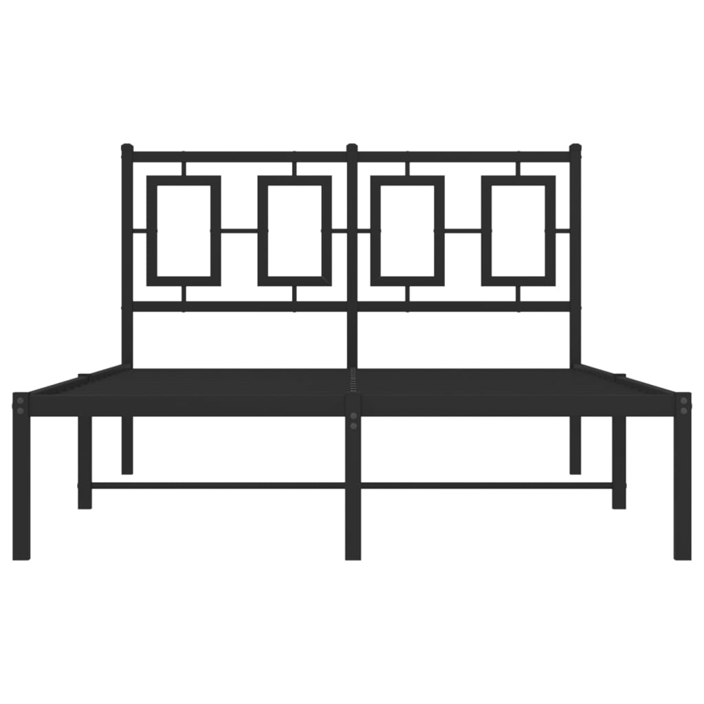Metal Bed Frame without Mattress with Headboard Black 120x190cm