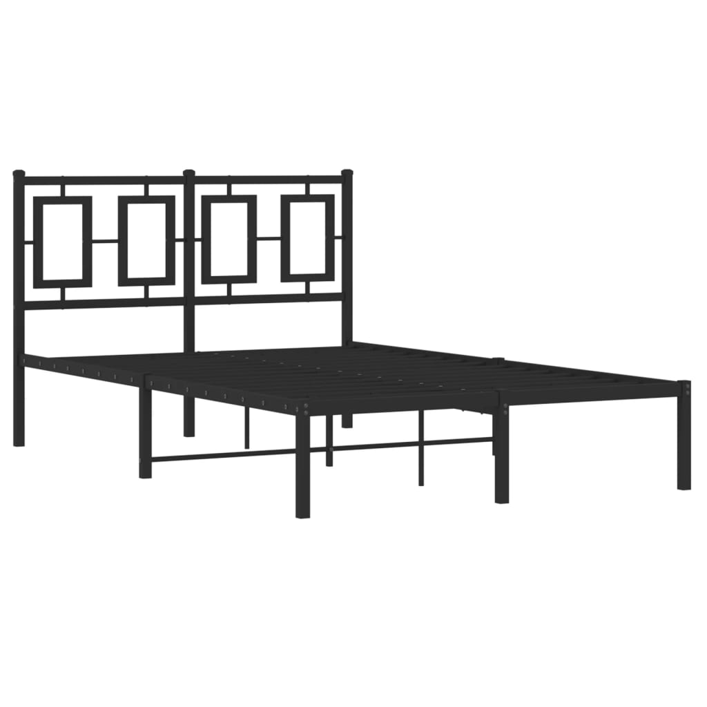 Metal Bed Frame without Mattress with Headboard Black 120x200cm