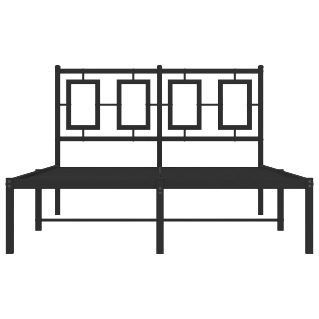 Metal Bed Frame without Mattress with Headboard Black 120x200cm