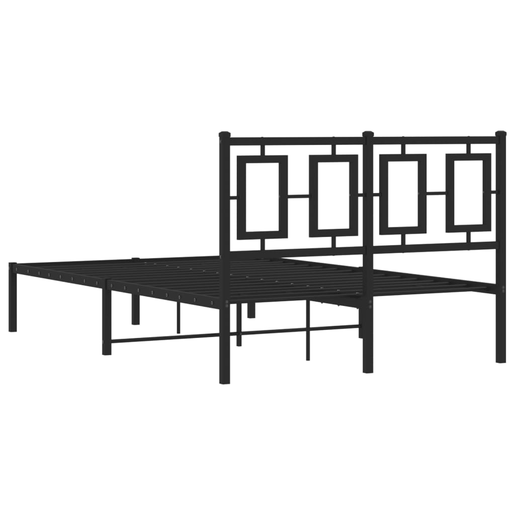 Metal Bed Frame without Mattress with Headboard Black 120x200cm