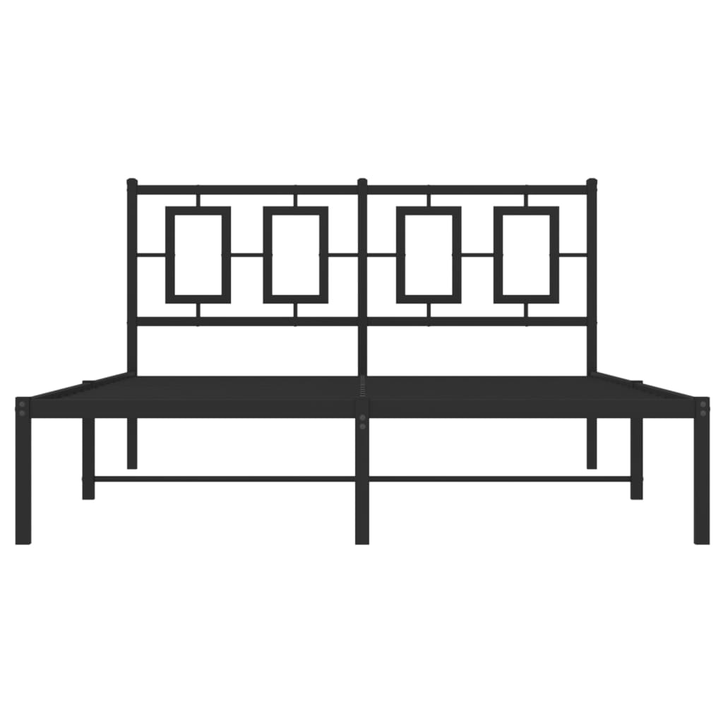 Metal Bed Frame without Mattress with Headboard Black 140x190cm