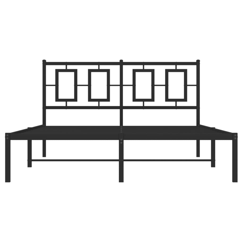 Metal Bed Frame without Mattress with Headboard Black 140x200cm
