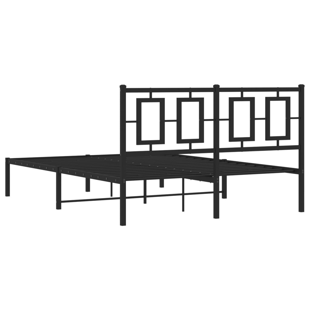 Metal Bed Frame without Mattress with Headboard Black 140x200cm