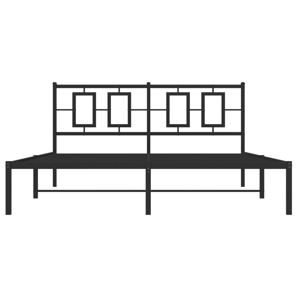 Metal Bed Frame without Mattress with Headboard Black 150x200cm