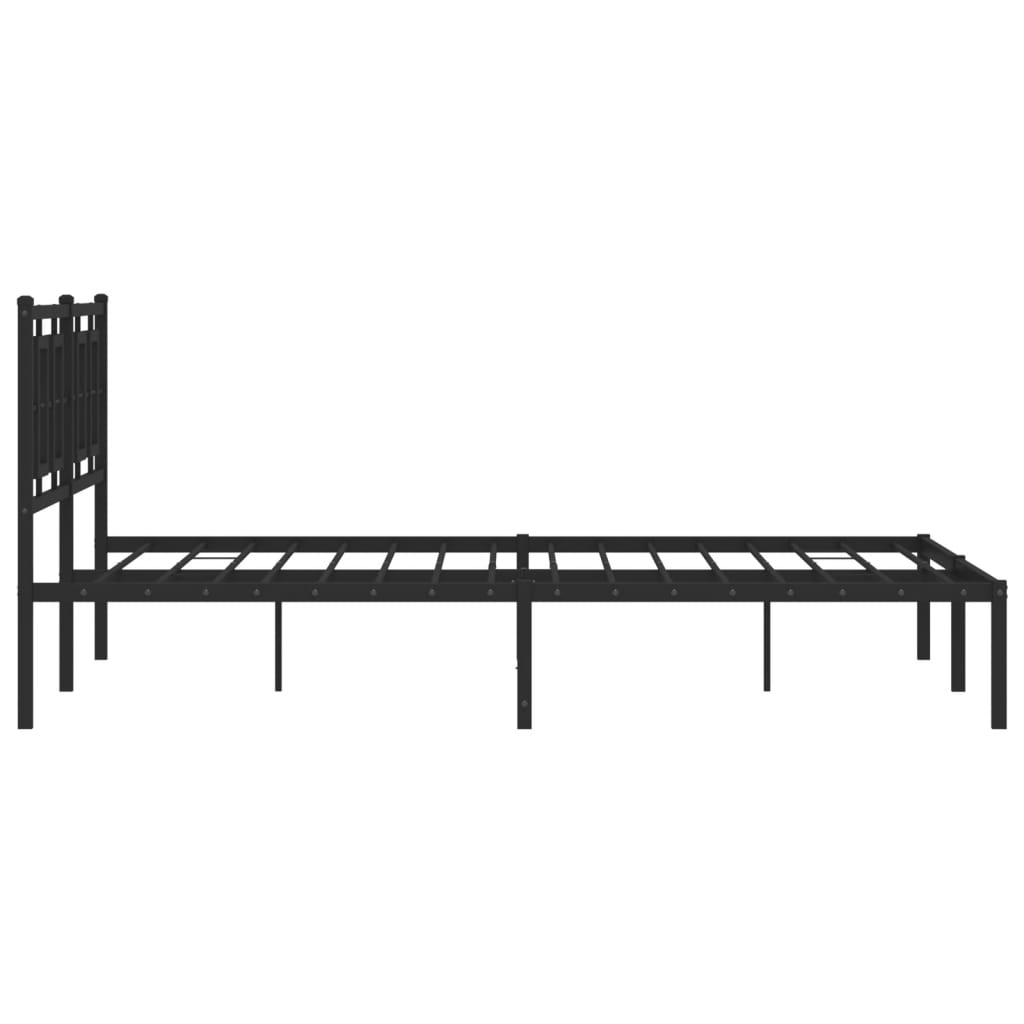 Metal Bed Frame without Mattress with Headboard Black 150x200cm