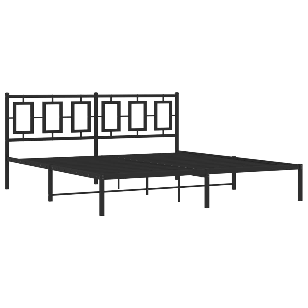 Metal Bed Frame without Mattress with Headboard Black 183x213cm