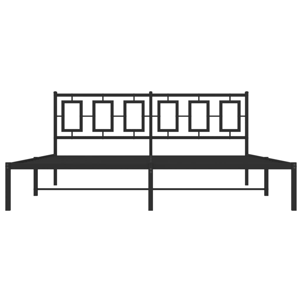 Metal Bed Frame without Mattress with Headboard Black 183x213cm