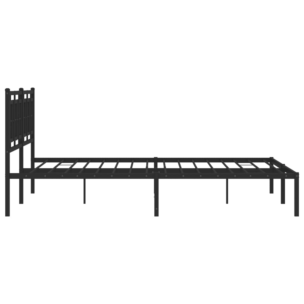 Metal Bed Frame without Mattress with Headboard Black 183x213cm