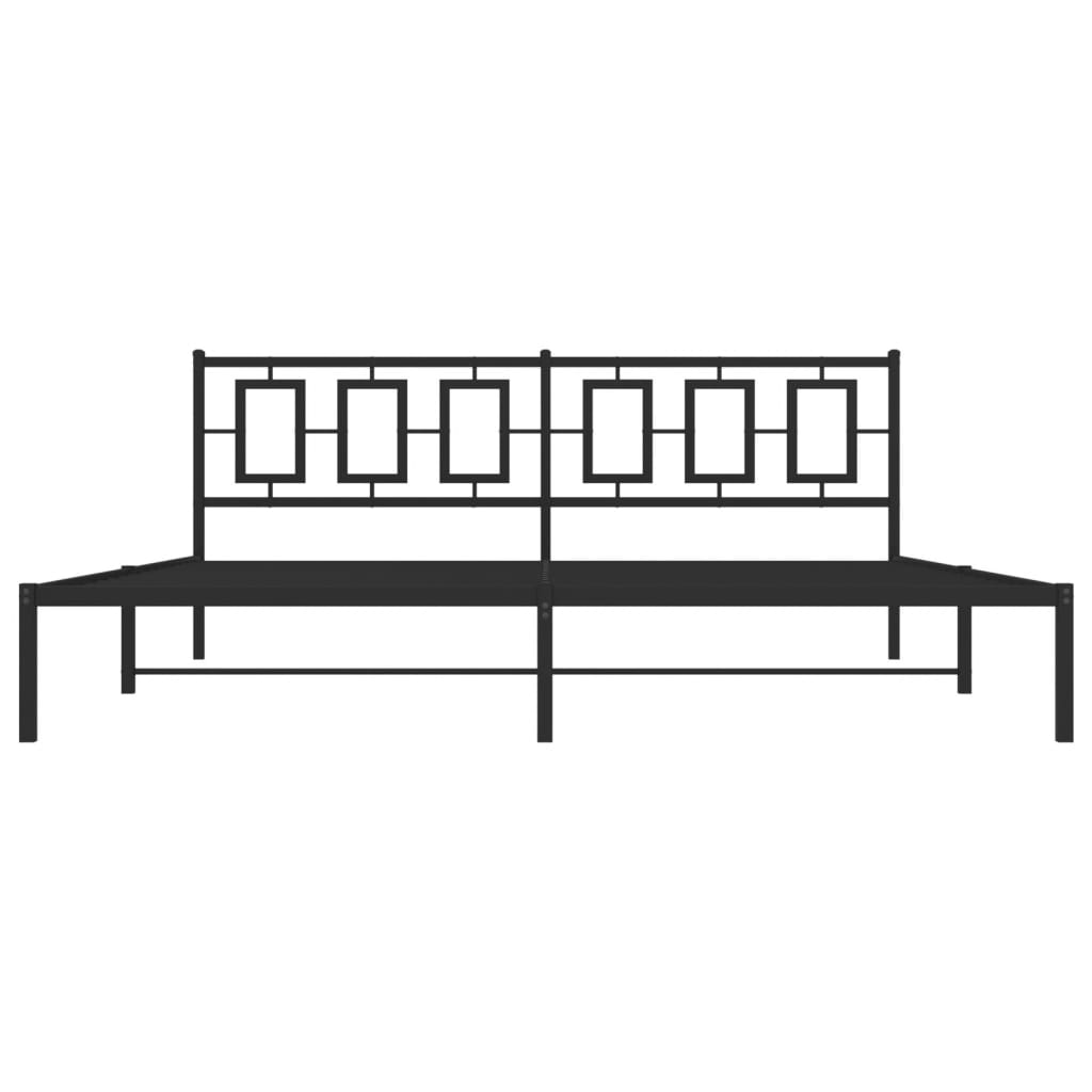 Metal Bed Frame without Mattress with Headboard Black 200x200cm