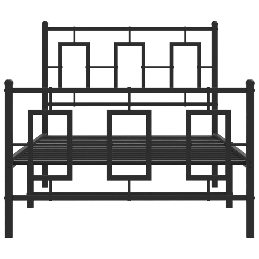 Metal Bed Frame without Mattress with Footboard Black 90x200cm