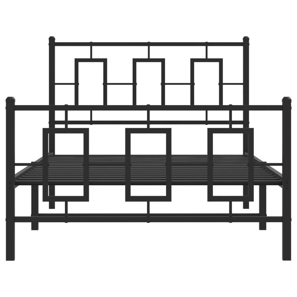Metal Bed Frame without Mattress with Footboard Black 100x190cm