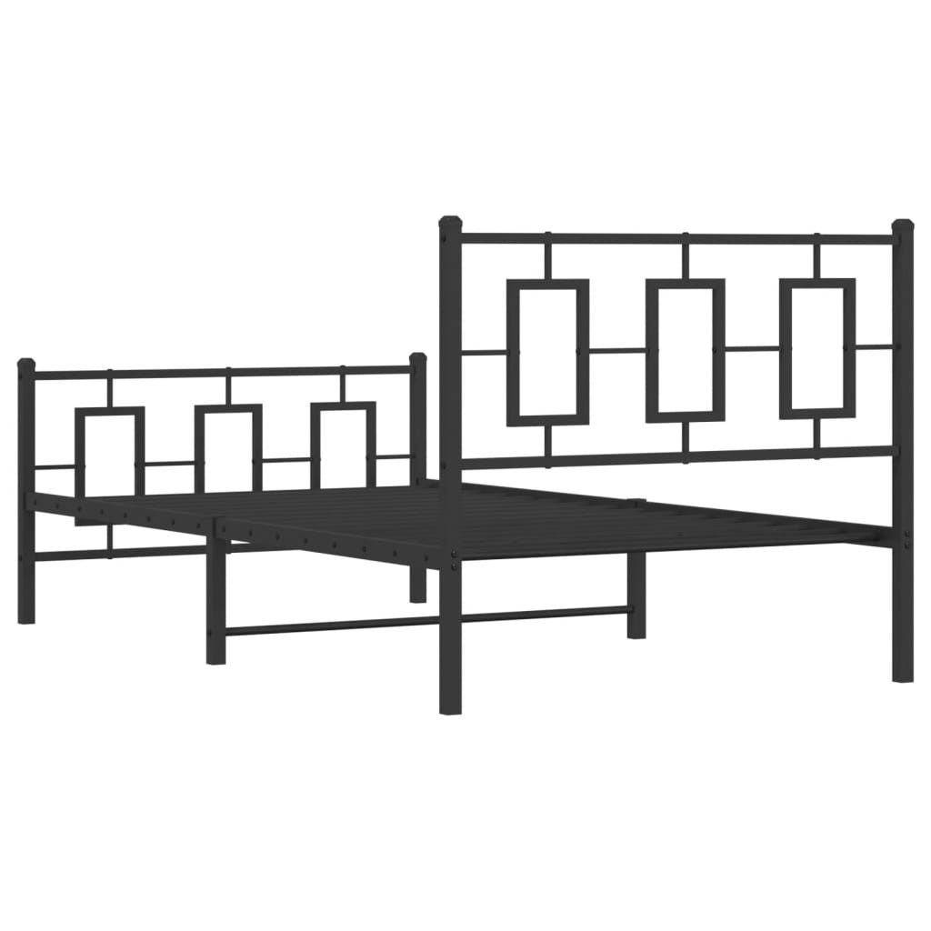 Metal Bed Frame without Mattress with Footboard Black 100x190cm