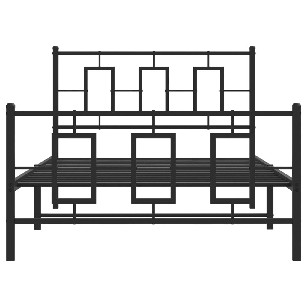 Metal Bed Frame without Mattress with Footboard Black 107x203cm