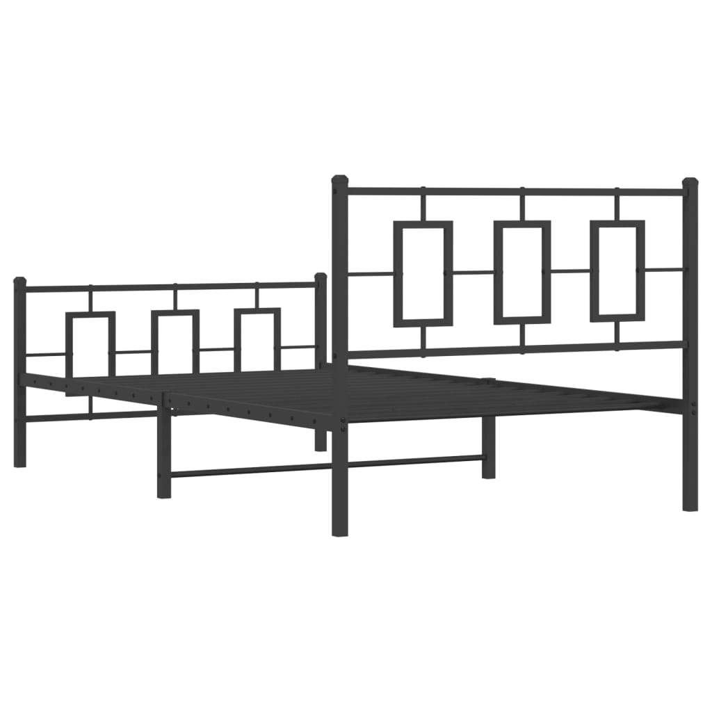 Metal Bed Frame without Mattress with Footboard Black 107x203cm