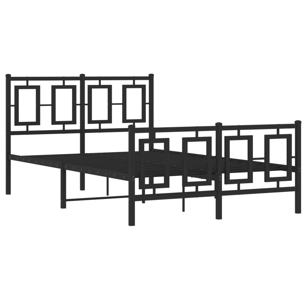 Metal Bed Frame without Mattress with Footboard Black 120x190cm