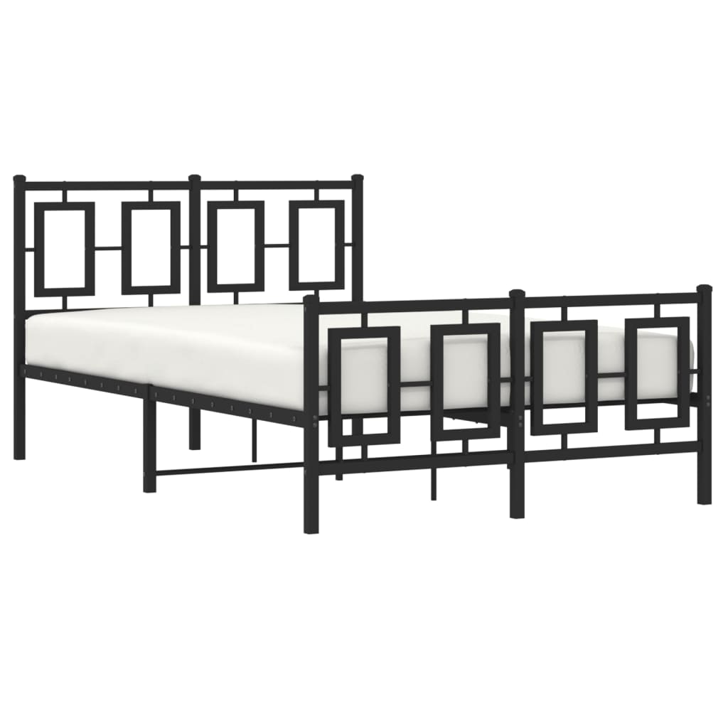 Metal Bed Frame without Mattress with Footboard Black 120x190cm