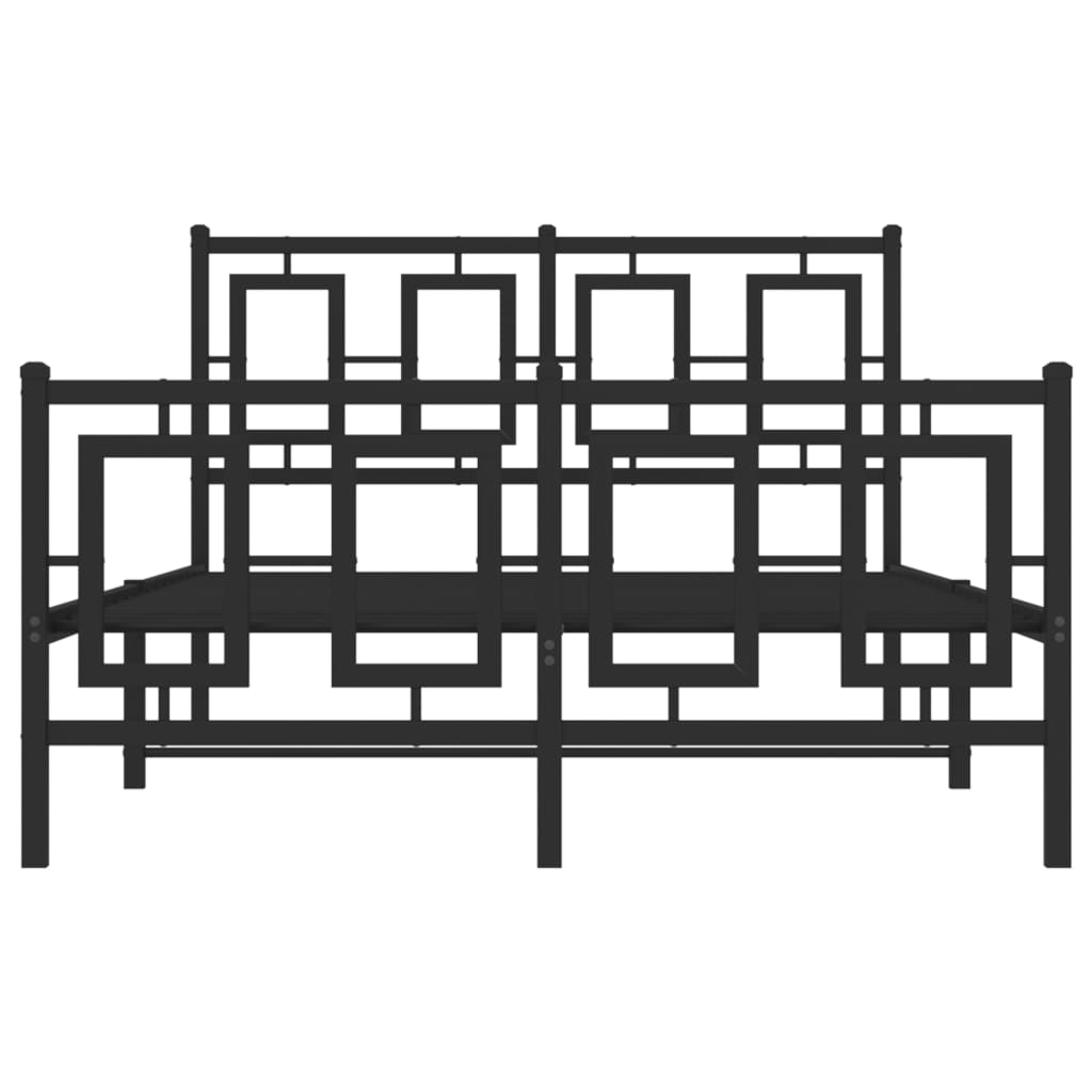 Metal Bed Frame without Mattress with Footboard Black 120x190cm