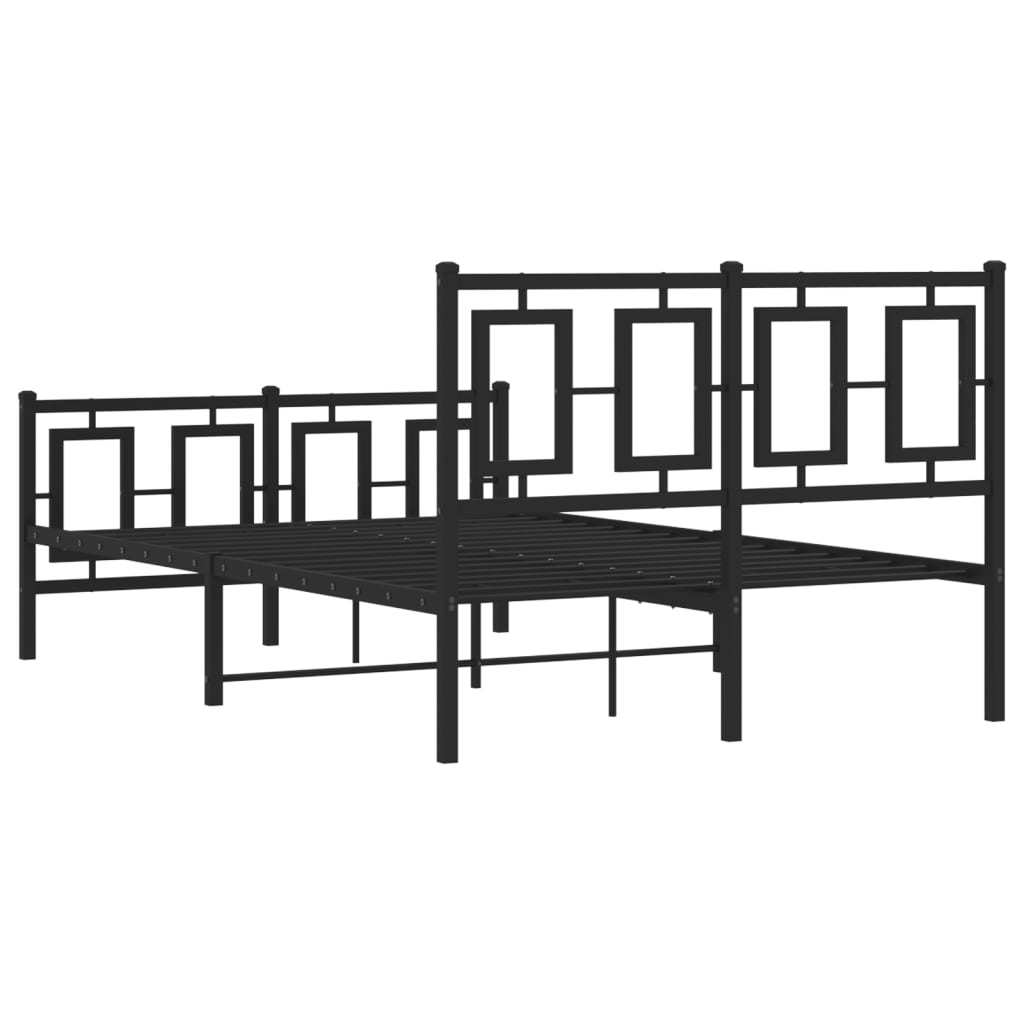 Metal Bed Frame without Mattress with Footboard Black 120x190cm