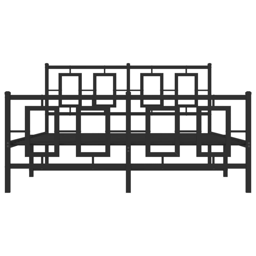 Metal Bed Frame without Mattress with Footboard Black 135x190cm