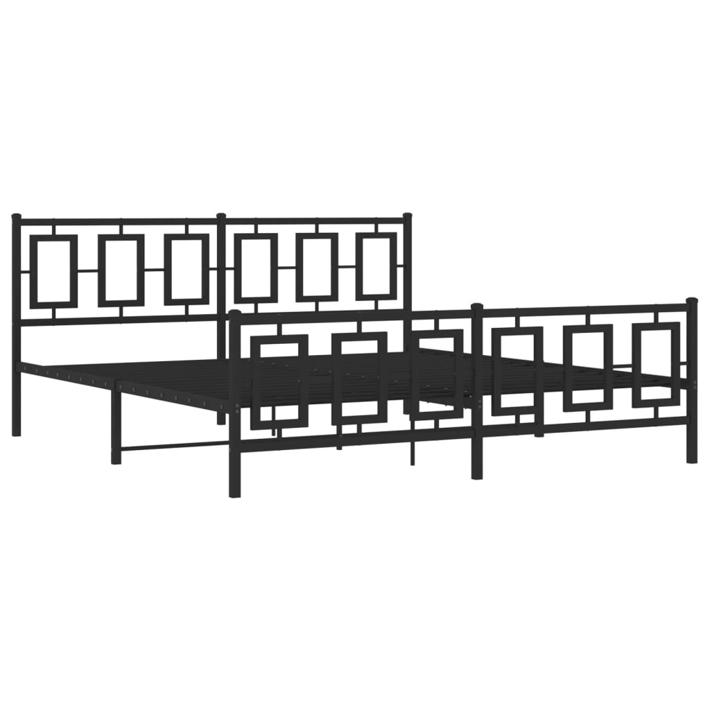 Metal Bed Frame without Mattress with Footboard Black 183x213cm