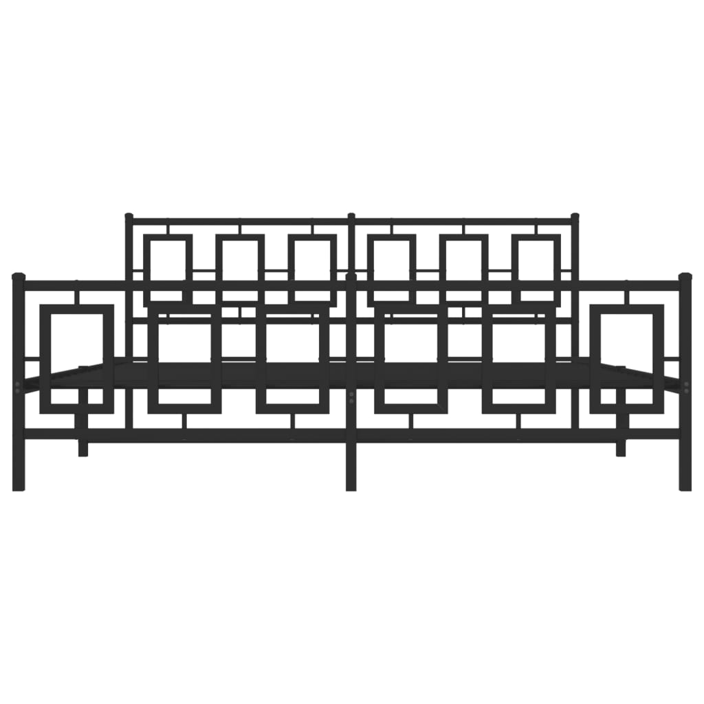 Metal Bed Frame without Mattress with Footboard Black 183x213cm