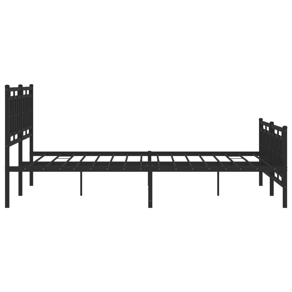 Metal Bed Frame without Mattress with Footboard Black 183x213cm