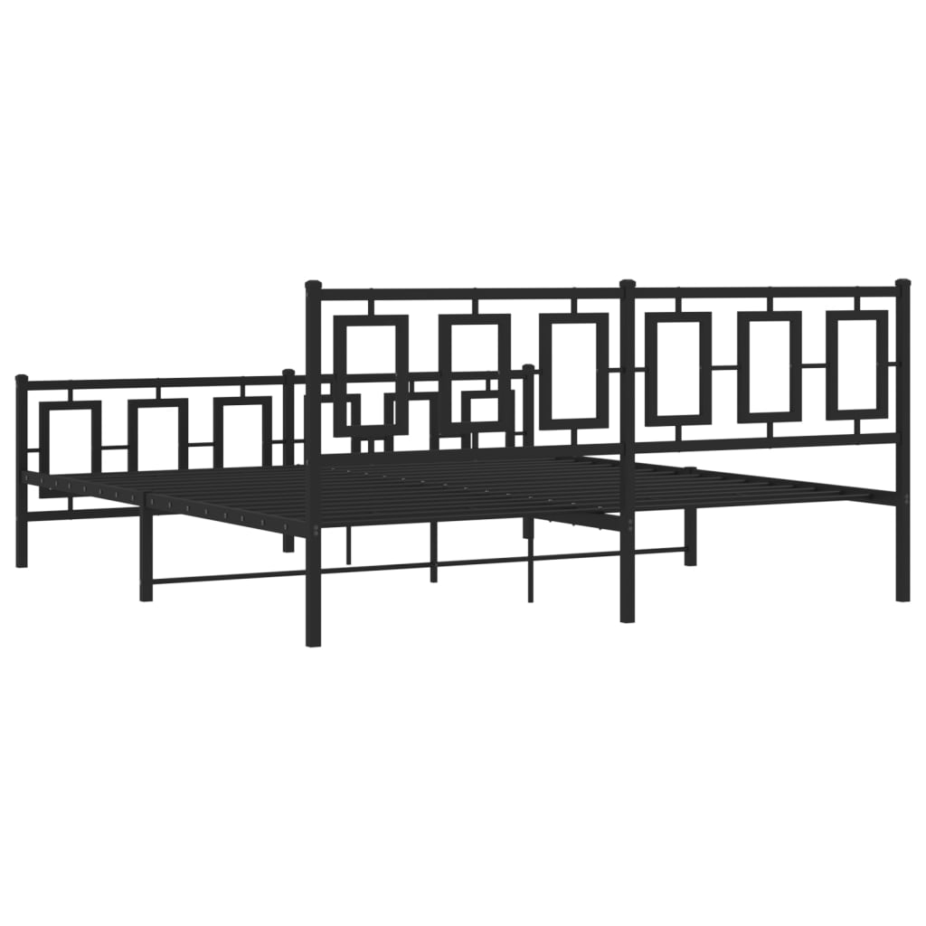 Metal Bed Frame without Mattress with Footboard Black 183x213cm