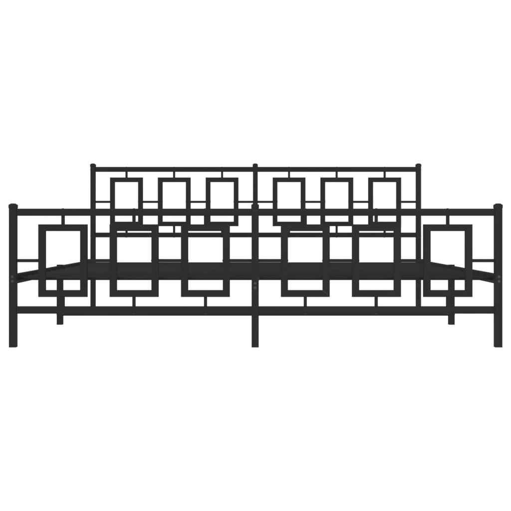 Metal Bed Frame without Mattress with Footboard Black 193x203cm